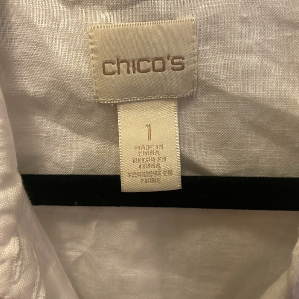 Chico's White Linen Button down - Picture 2 of 2
